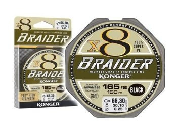 Konger Braider X8 Schwarz geflochtene Schnur 0,06mm / 150m / 4,9kg