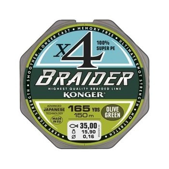 Konger Braider X4 Olive Grün geflochtene Schnur 0,06mm / 150m / 4,0kg