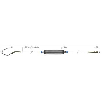 Konger Dread Cat® Wels Set mit Bait Animator Float 30g, 6/0/75cm/80lbs