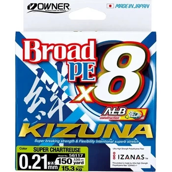 Braided Owner Broad Pe Kizuna 8X Green 0,10mm 135m