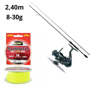 Spinning-Set – Jaxon Grey Stream 240/30, Jaxon Harmony HTX300 Rolle, geflochtene Schnur