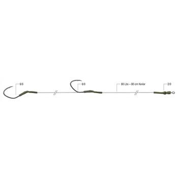 Konger Dread Cat® Wels Set mit Double Win Haken 6/0/80cm/80lbs